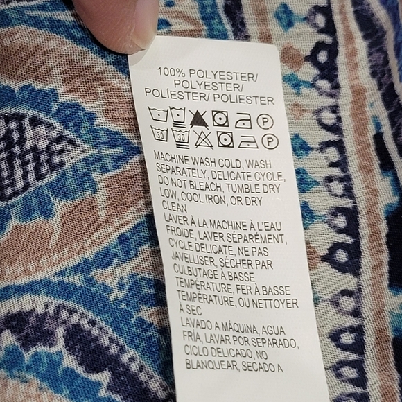 1X LUCKY BRAND Blue Damask Border Print Relaxed Fit Button Down Tunic - Picture 4 of 5